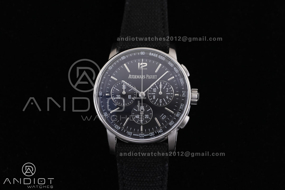 Code 11.59 Chrono 26393 SS APSF 1:1 Best Edition Black Dial on Black Leather Strap SA4401 Super Clone