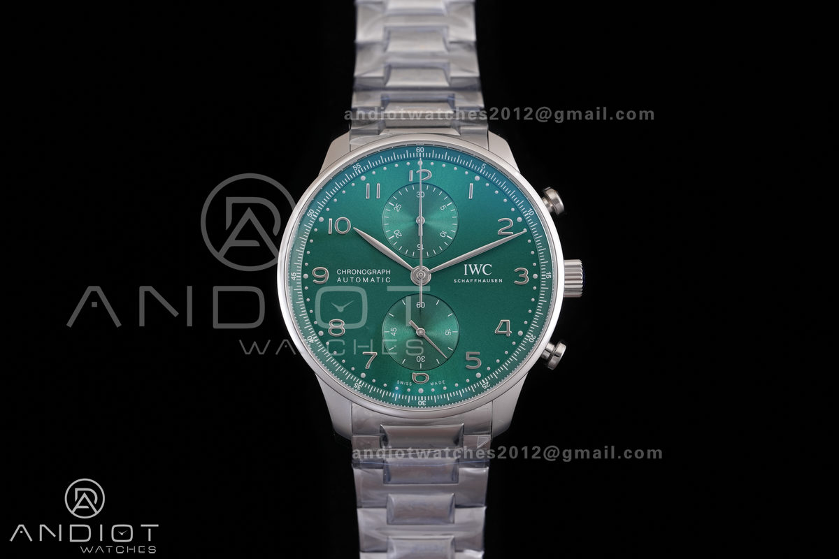 Portugieser Chrono IW3716 APSF 1:1 Best Edtion Green Dial on SS Bracelet DD69355 Super Clone