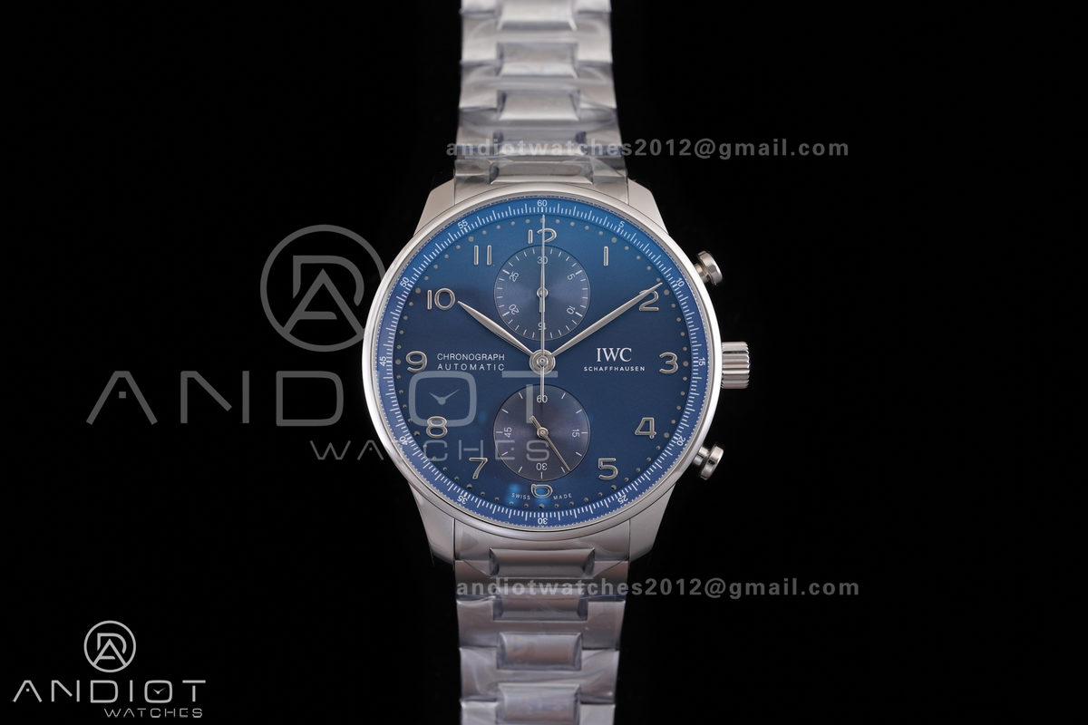 Portugieser Chrono IW3716 APSF 1:1 Best Edtion Blue Dial on SS Bracelet DD69355 Super Clone