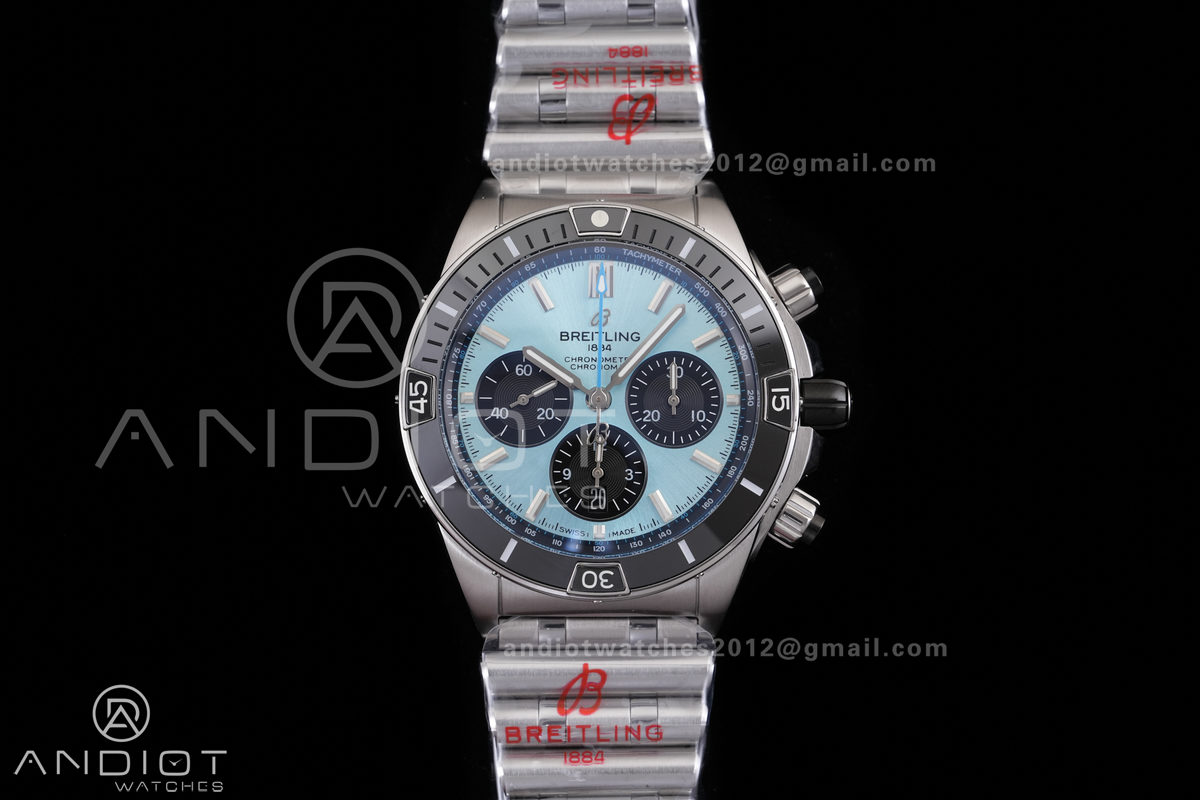 Super Chronomat B01 44 SS BLF 1:1 Best Edition Ice Blue Dial on SS Bracelet A7750