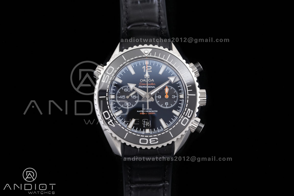 Planet Ocean 600M Chrono SS N1F 1:1 Best Edition Black Dial on Black Rubber Strap A9900