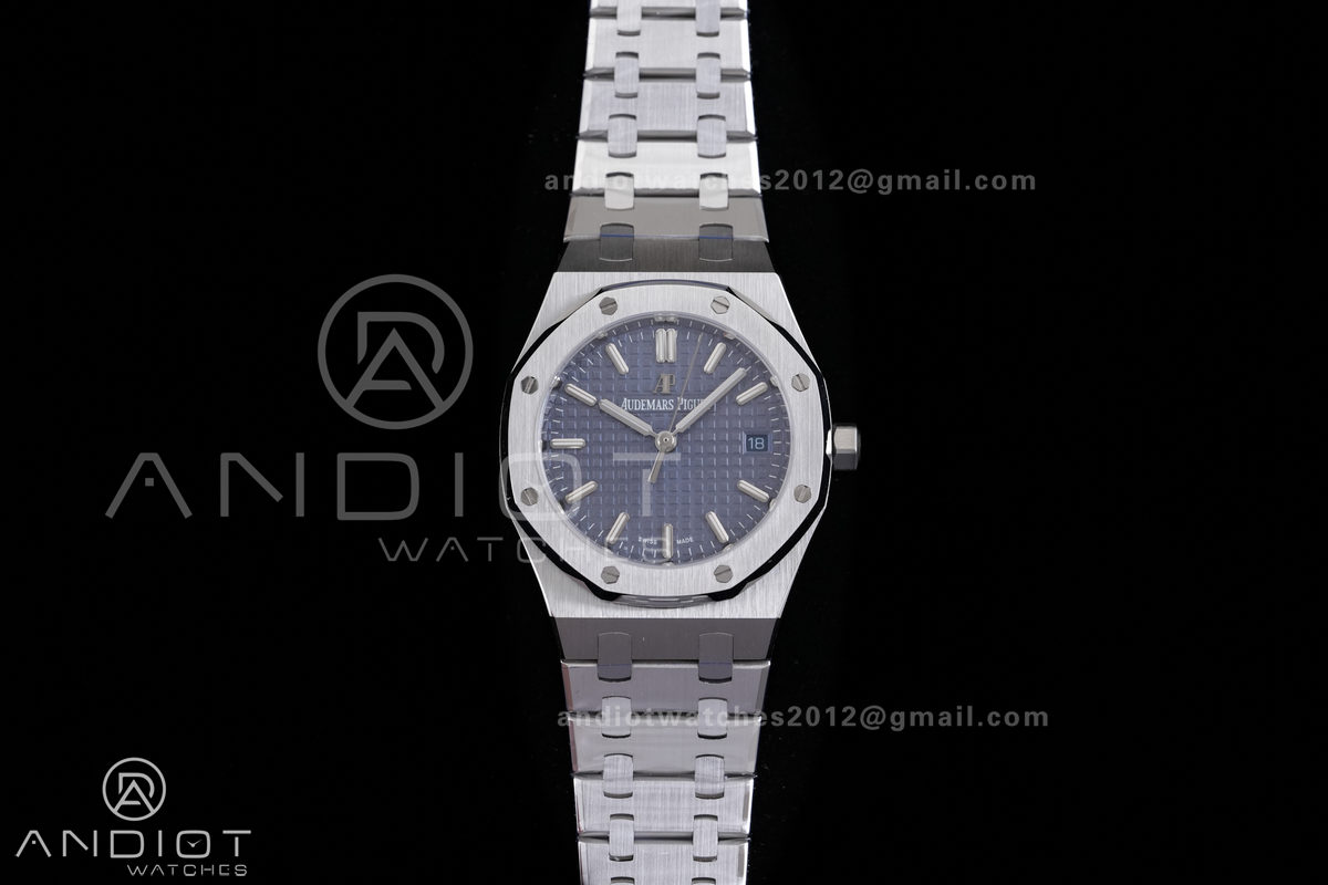 Royal Oak 34mm 77350 SS 8F Best Edition Blue Dial on SS Bracelet A5800