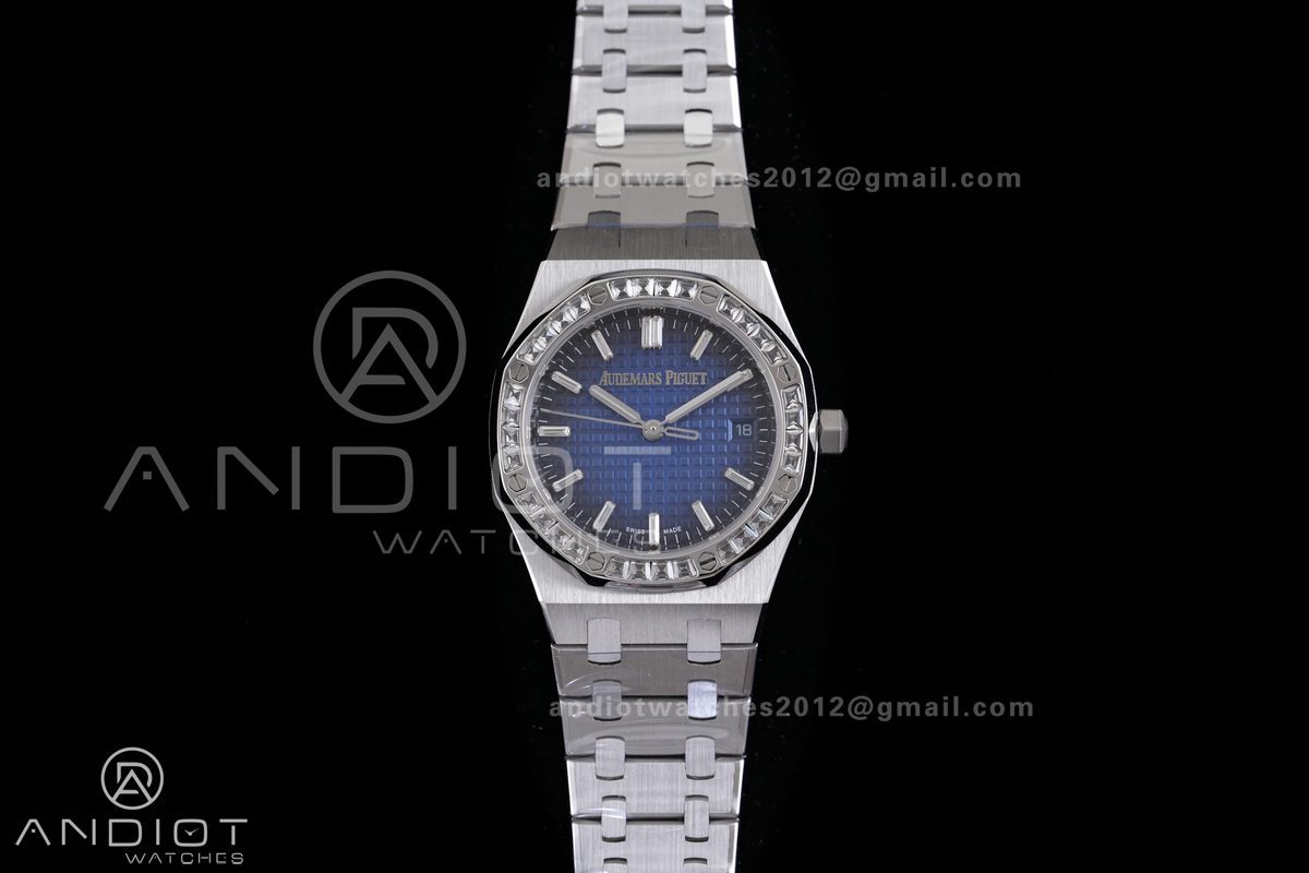 Royal Oak 34mm 77450 SS 8F Best Edition Blue Ombre Dial Diamond Bezel on SS Bracelet A5800