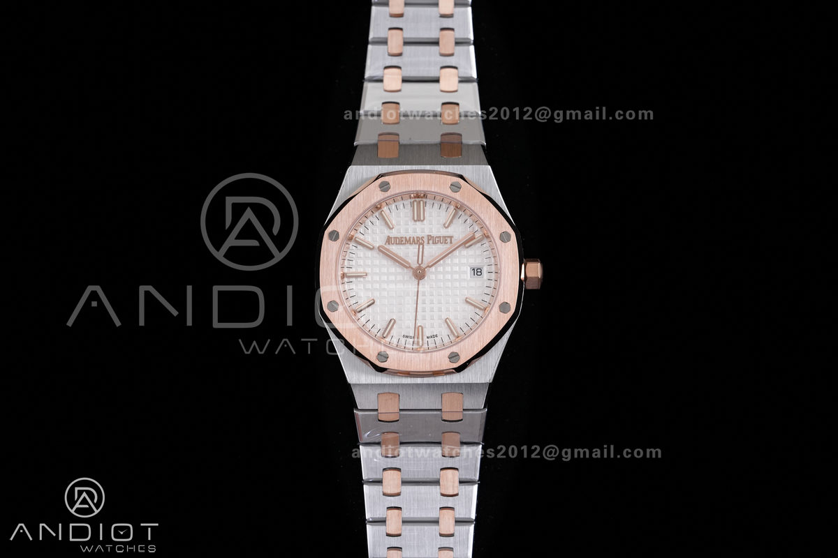 Royal Oak 34mm 77450 SS/RG 8F Best Edition White Dial on SS/RG Bracelet A5800