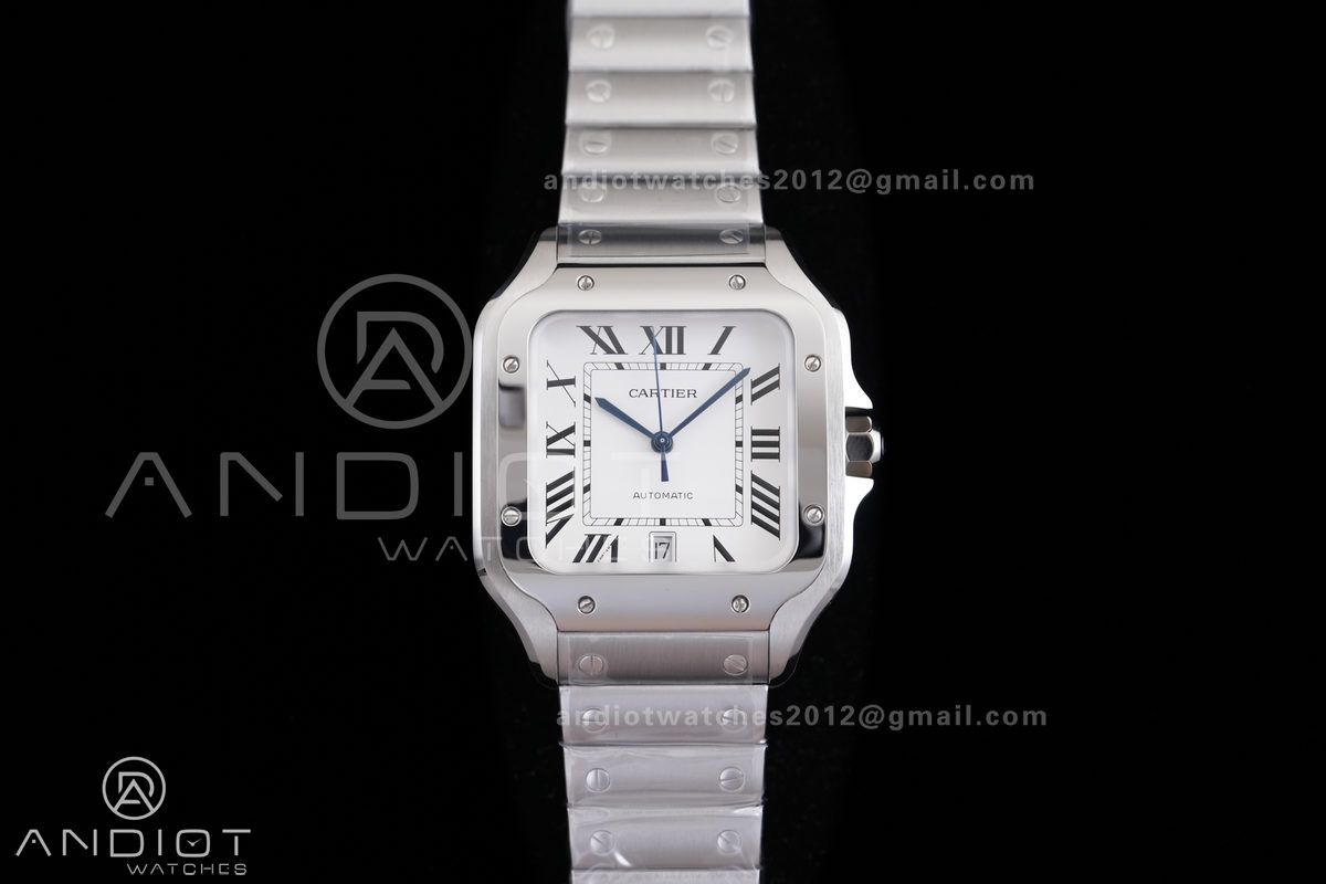 Santos de Cartier 40mm SS BVF 1:1 Best Edition White Dial on SS Smart Links Bracelet 9015 