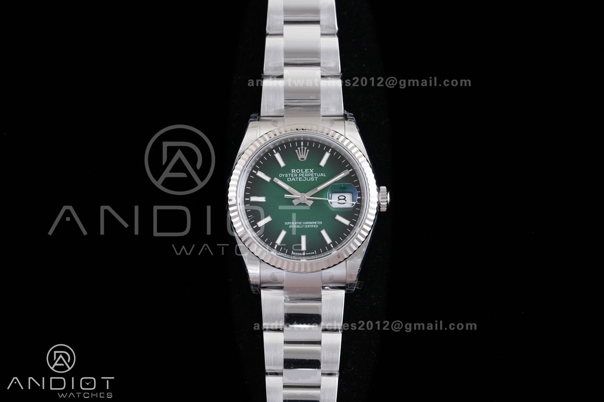 DateJust 36 SS 126234 904L V2 VSF 1:1 Best Edition Green Ombre Dial Stick Marker On Oyster Bracelet DD3235