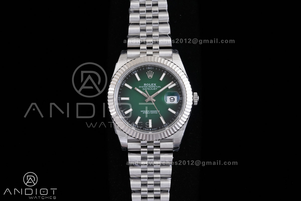 DateJust 41 126334 904L SS V2 VSF 1:1 Best Edition Green Ombre Dial Stick Marker On Jubilee Bracelet DD3235