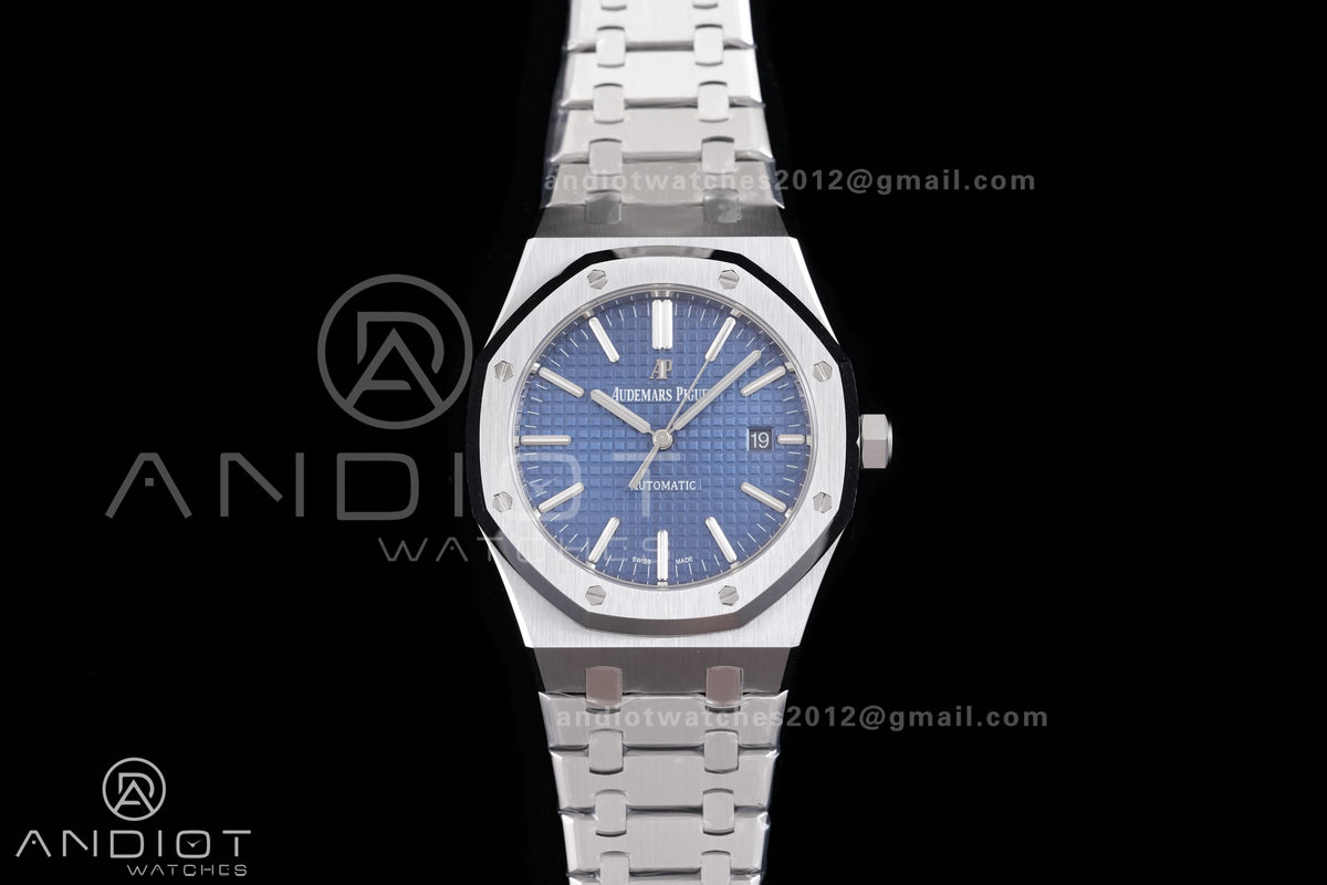 Royal Oak 41mm 15400 SS ZF 1:1 Best Edition Blue Textured Dial on SS Bracelet SA3120 V2 Super Clone