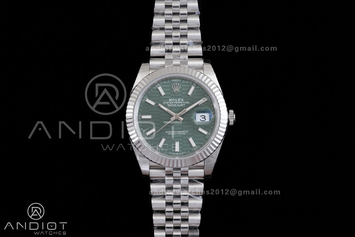 DateJust 41 126334 904L SS VSF 1:1 Best Edition Green Textured Dial on Jubilee Bracelet VS3235