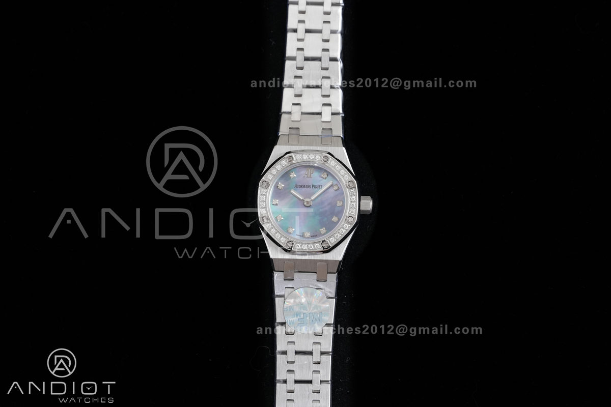 Royal Oak 23mm MF 1:1 Best Edition Blue Mop Dial Diamond Bezel on SS Bracelet Quartz