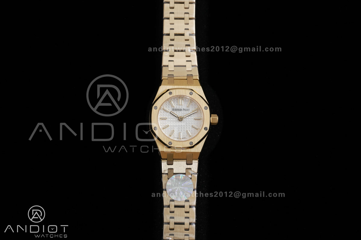 Royal Oak 23mm YG MF 1:1 Best Edition White Dial on YG Bracelet Quartz