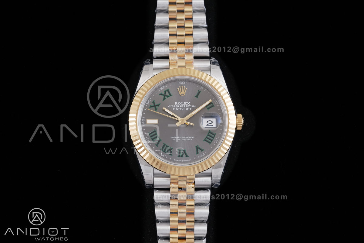 DateJust 41 126333 904L SS VSF 1:1 Best Edition Gray Dial Green Roman on Jubilee Bracelet VS3235