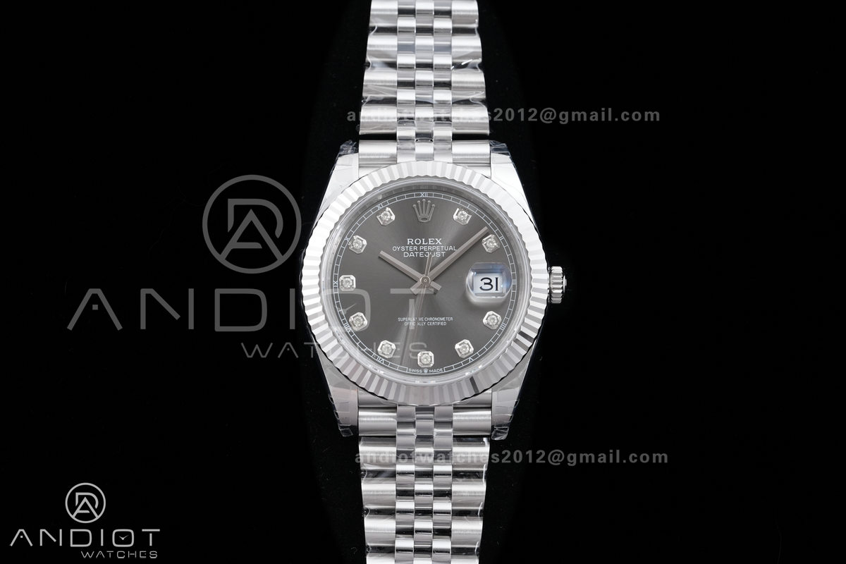 DateJust 41 126334 904L SS VSF 1:1 Best Edition Gray Diamonds Dial on Jubilee Bracelet VS3235v2 V2s (133g)Free Sprung