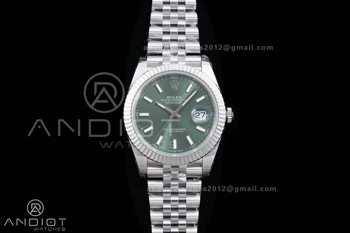 DateJust 41 126334 904L SS VSF 1:1 Best Edition Green Stick Dial on Jubilee Bracelet VS3235v2 V2s (133g)Free Sprung