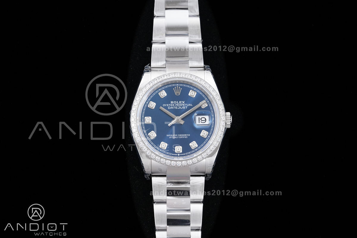 DateJust 36 SS 126234 VSF 1:1 Best Edition 904L Steel Blue Diamond Dial Diamond Bezel On Oyster Bracelet VS3235