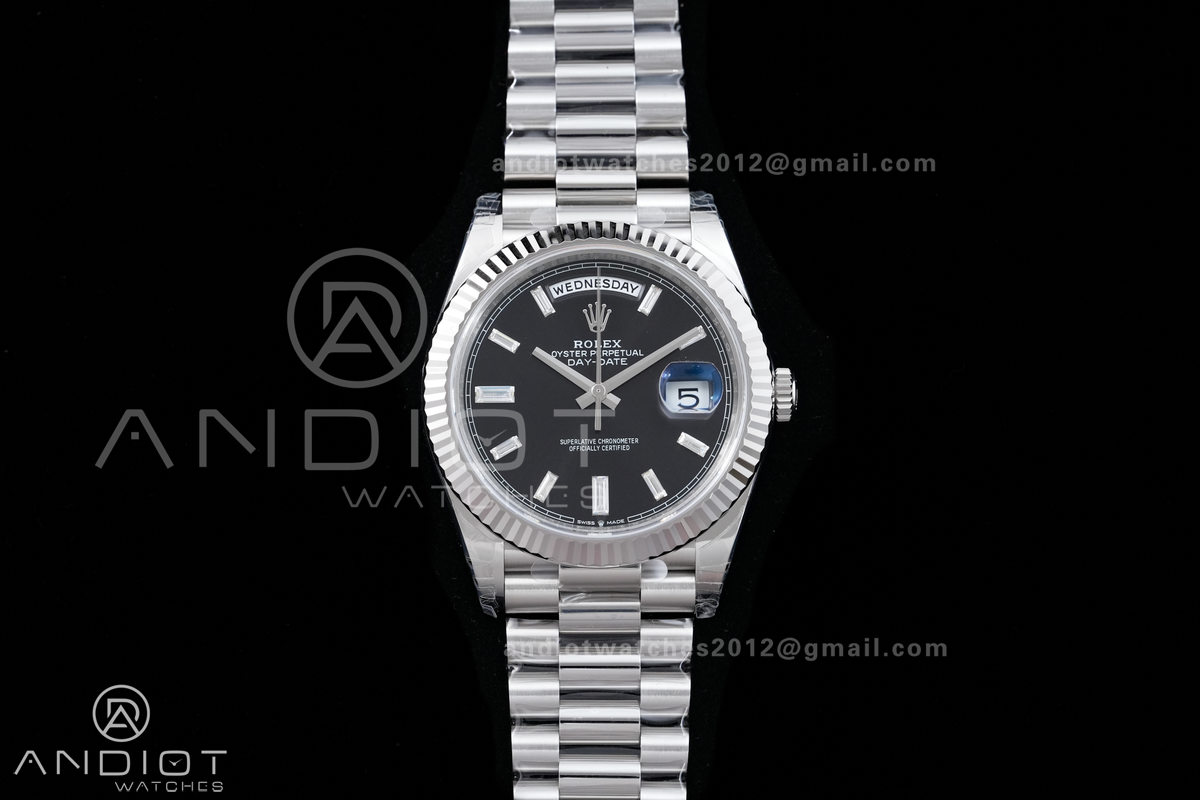 DayDate 40 228239 VSF 1:1 Best Edition Black Dial T Diamond Marker on President Bracelet VS3255