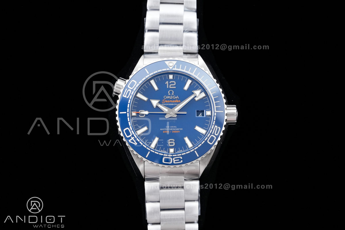 Planet Ocean 43.5mm SS VSF 1:1 Best Edition Blue Ceramic Bezel and Dial on SS Bracelet A8900 Super Clone
