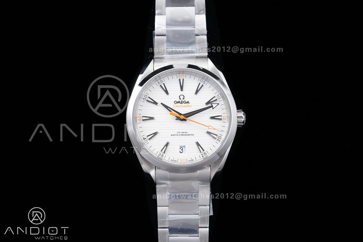 Aqua Terra 150M Master Chronometers VSF 1:1 Best Edition White Dial Orange Hand on SS Bracelet A8900 Super Clone