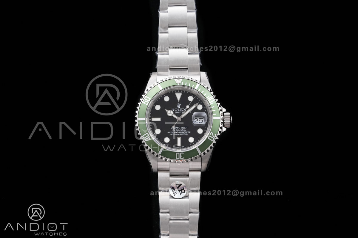 Submariner 16610 LV Green 904L Steel ARF 1:1 Kermit Best Edition on SS Bracelet SH3135