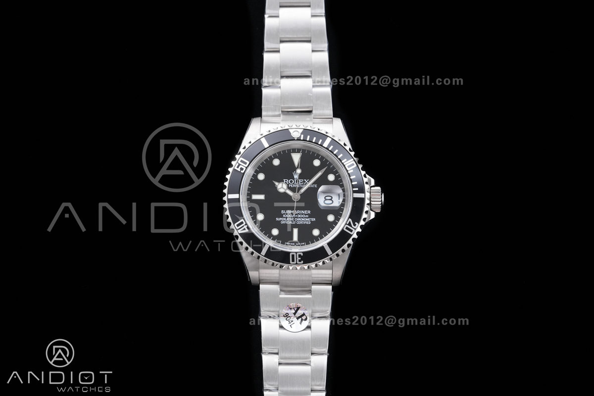 Submariner 16610 LN Black No Rehaut Engraving 904L Steel ARF 1:1 Best Edition on SS Bracelet SH3135
