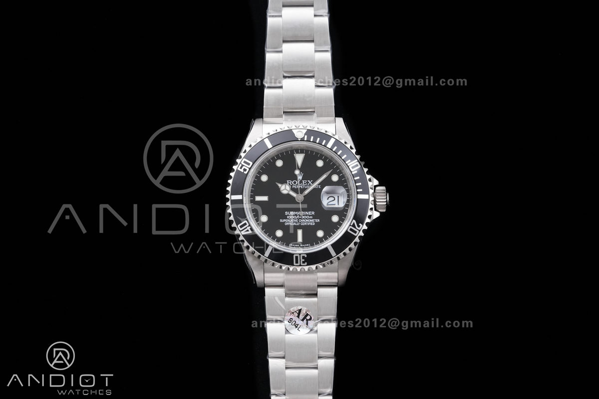 Submariner 16610 LN Black 904L Steel ARF 1:1 Best Edition on SS Bracelet SH3135