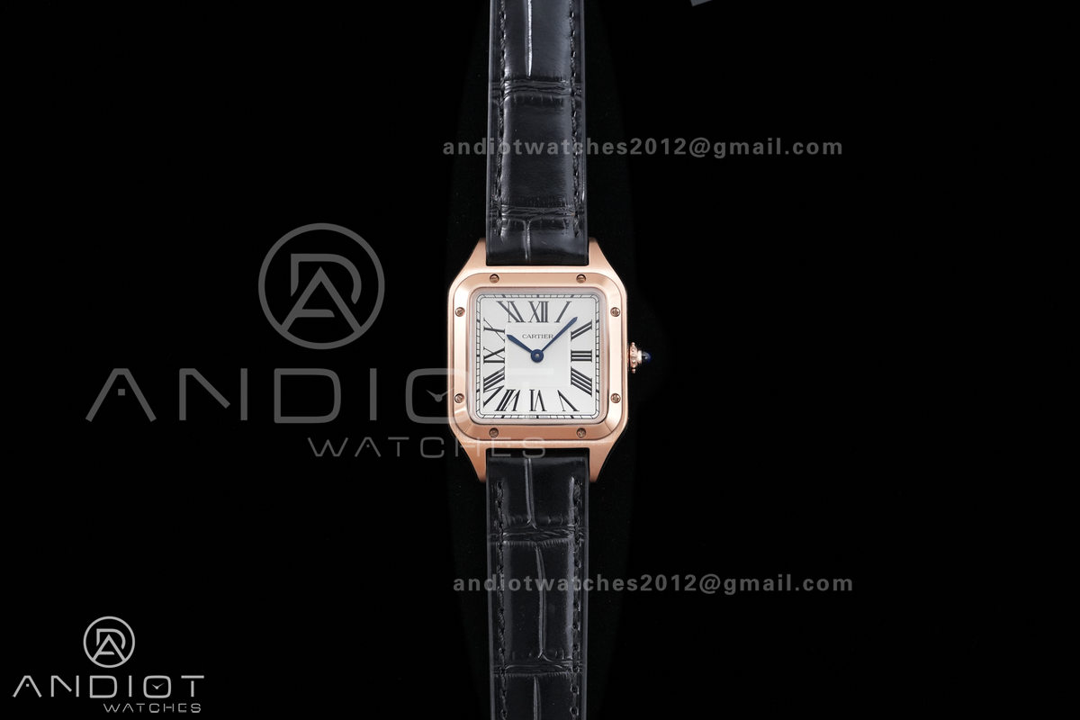 Santos Dumont 38mm RG F1F Best Edition Silver Dial on Black Leather Strap Quartz