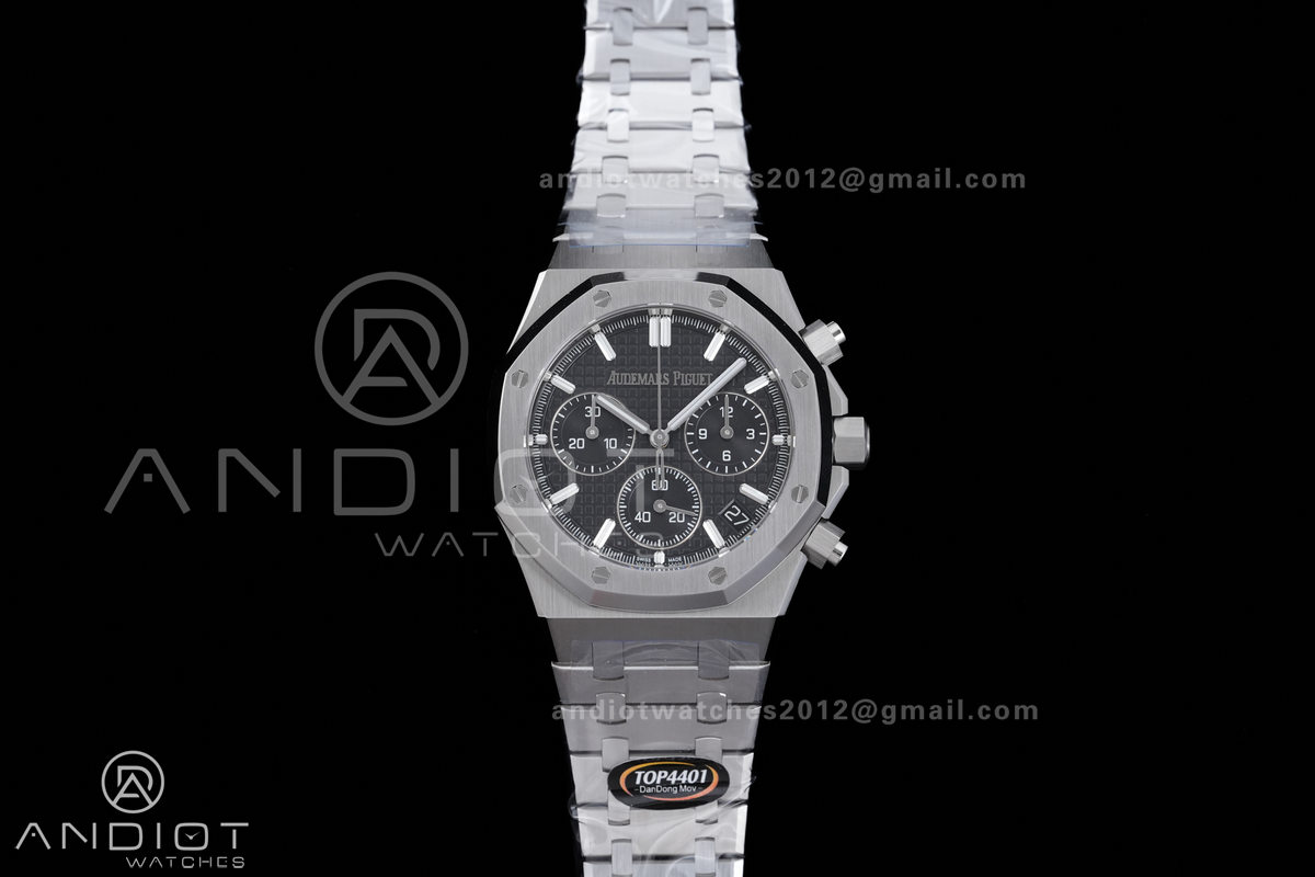 Royal Oak Chrono 26240 SS TOP 1:1 Best Edition Black Dial on SS Bracelet DD4401 Super Clone