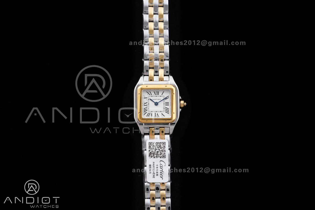 Panthère Ladies 22mm SS/YG AF 1:1 Best Edition White Dial on SS/YG Bracelet Ronda Quartz