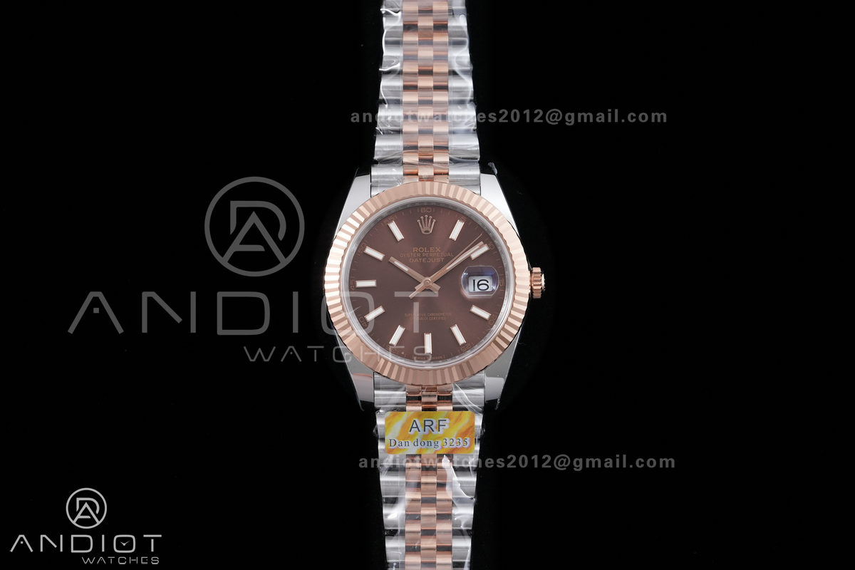 DateJust 41 126331 SS/RG ARF 1:1 Best Edition Brown Stick Dial on Jubilee Bracelet DD3235