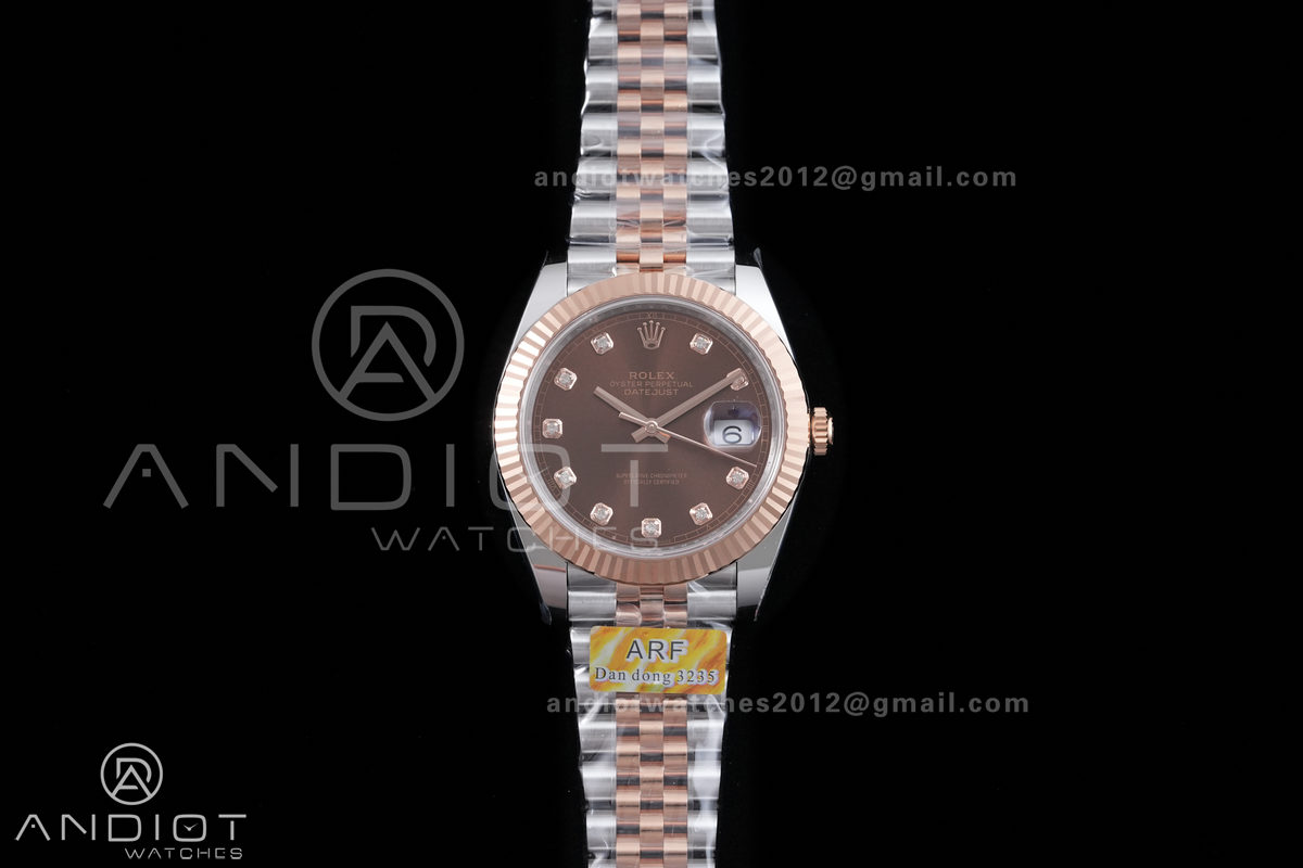 DateJust 41 126331 SS/RG ARF 1:1 Best Edition Brown Diamonds Dial on Jubilee Bracelet DD3235