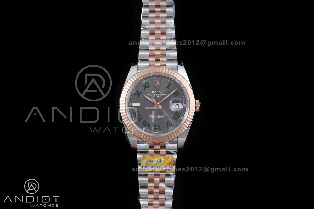 DateJust 41 126331 SS/RG ARF 1:1 Best Edition Gray Dial Green Roman on Jubilee Bracelet DD3235