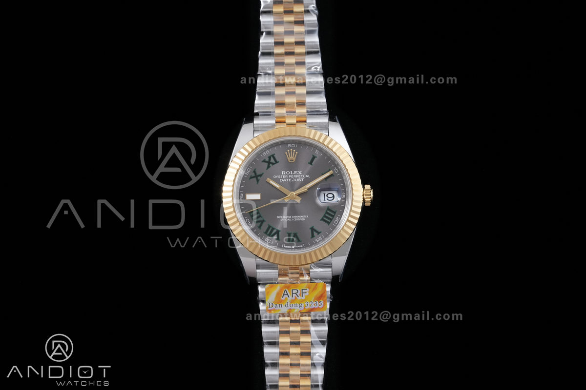 DateJust 41 126333 SS/YG ARF 1:1 Best Edition Gray Dial Green Roman on Jubilee Bracelet DD3235