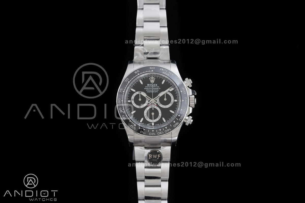 Daytona 126500 RWF 1:1 Best Edition Black Dial on SS Bracelet JH4131 Free Sprung