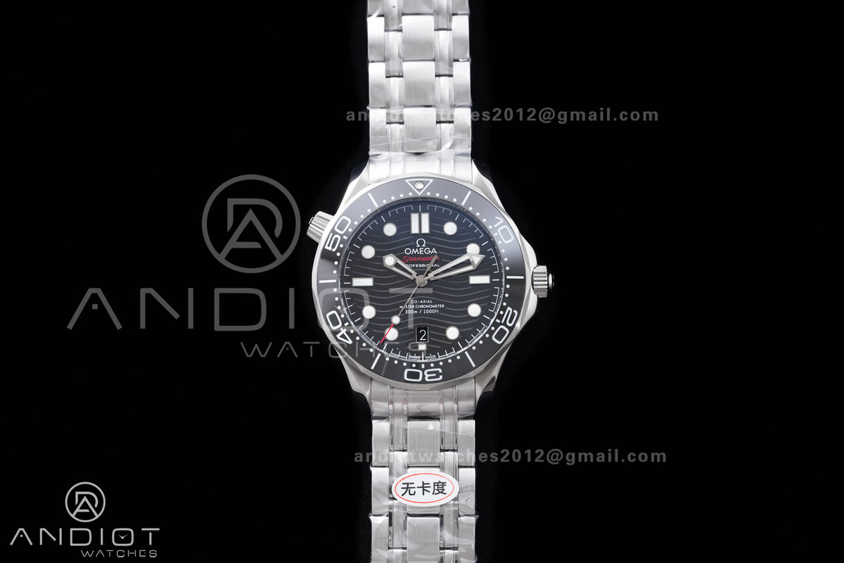 Seamaster Diver 300M Black Ceramic Bezel Free Sprung ORF 1:1 Black Dial On SS Bracelet Asian Super Clone 8800
